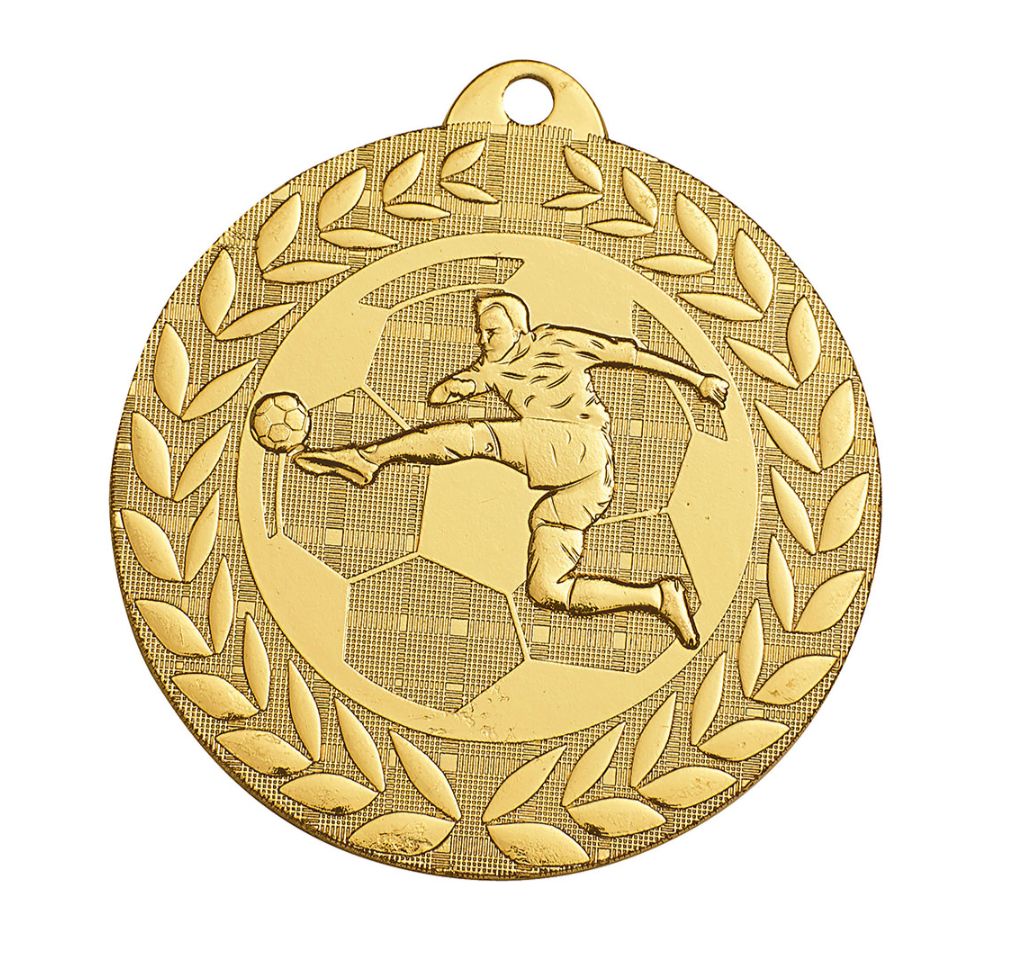Médaille frappée or football Ø 50 mm